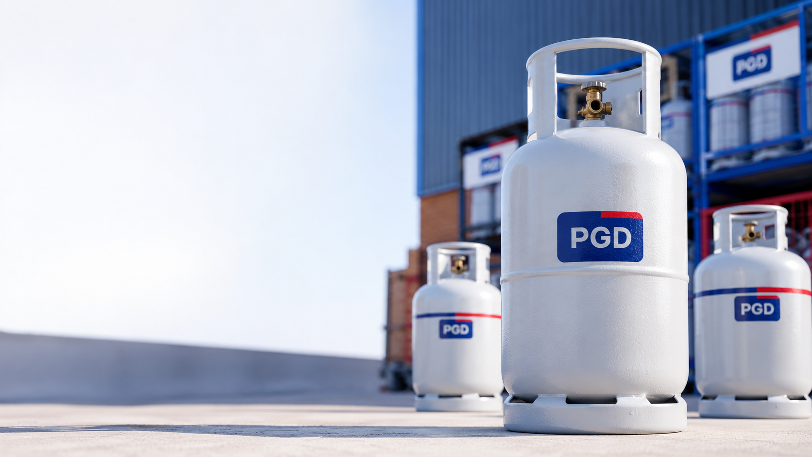 PGD LPG gas cylinders ready for supply